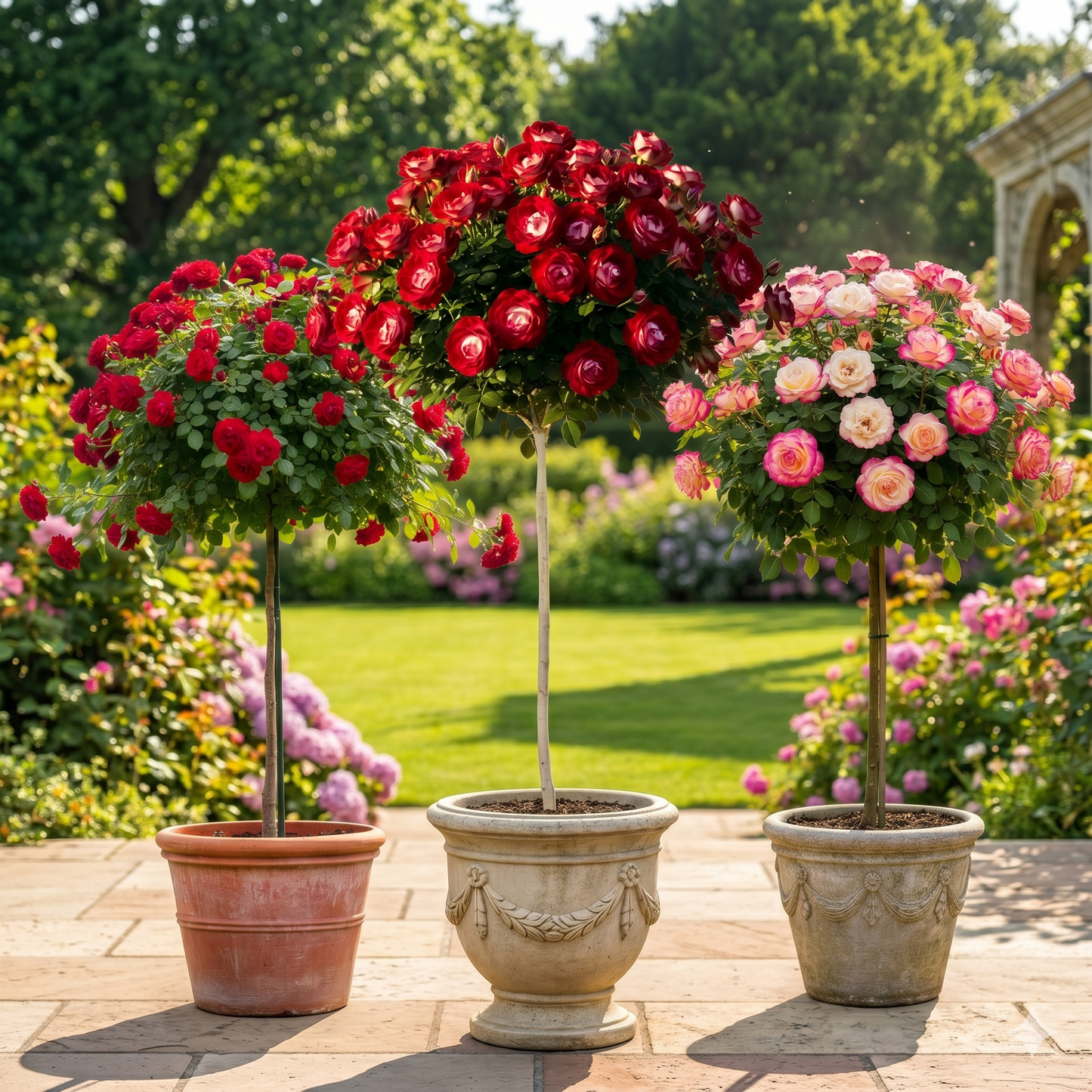 3 rosiers sur tige